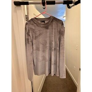 ASOS Design Men’s XL Silver Grey Velvet Long-Sleeve Crewneck Shirt